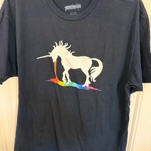 Blue Short Sleeve Tee with Graphic Design